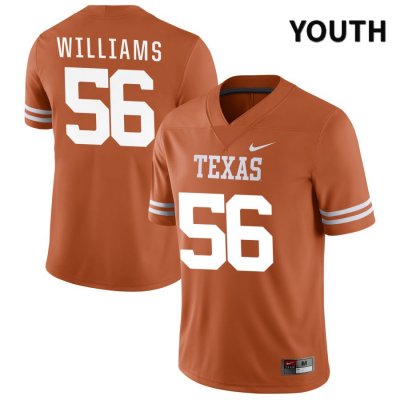 Texas Longhorns Youth #56 Cameron Williams Authentic Orange NIL 2022 College Football Jersey WHY10P4X
